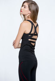 Black color tank with intricate strappy back wholesale cheap black plain tank top